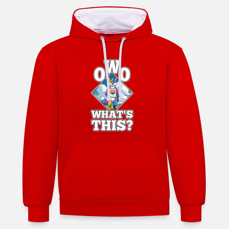 OwO Qu’est-ce que c’est ? - Sweat à capuche contrasté - rouge/blanc