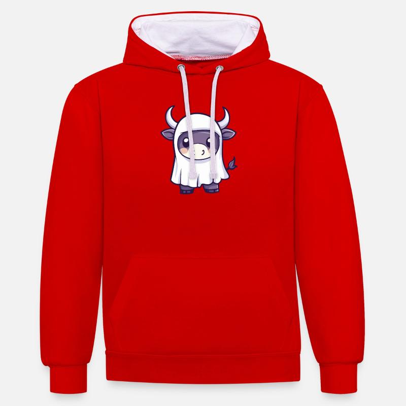 Stier Halloween Geist - Kontrast-Hoodie - Rot/Weiß