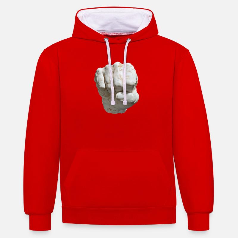 Look de marbre à poing fixe - Sweat à capuche contrasté - rouge/blanc