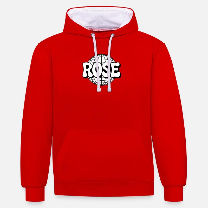 Rose Disco Sphère - Sweat à capuche contrasté - rouge/blanc