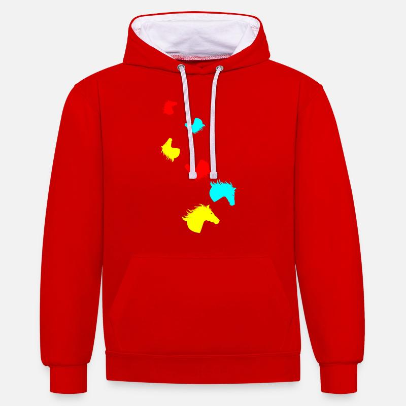 Icône Cheval Cheval - Sweat à capuche contrasté - rouge/blanc