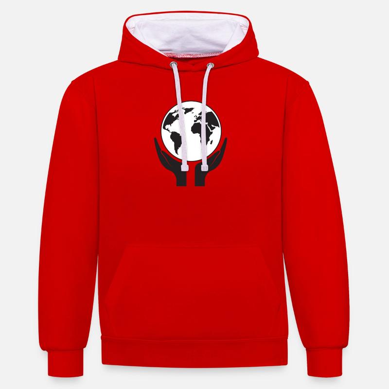 Sauvons notre planète - Sweat à capuche contrasté - rouge/blanc