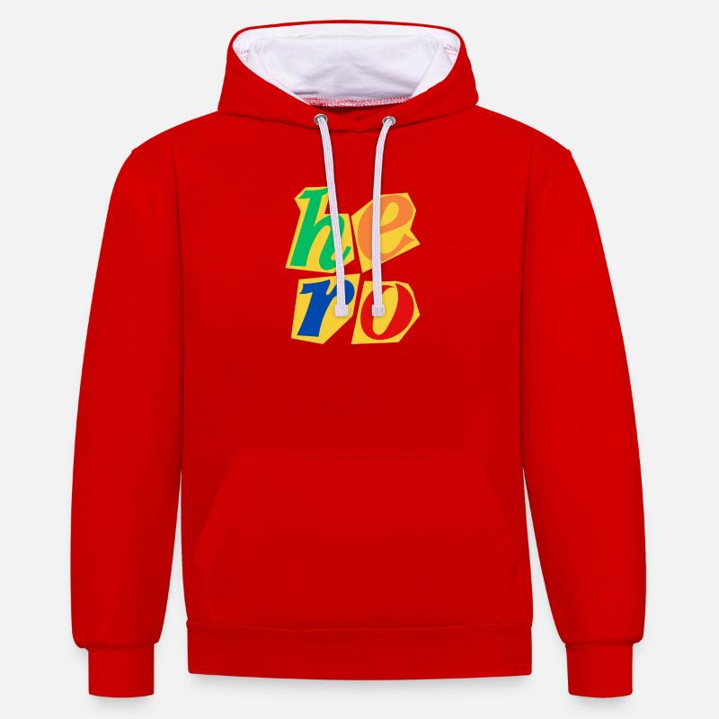 Conception de lettres majuscules Hero - Sweat à capuche contrasté - rouge/blanc
