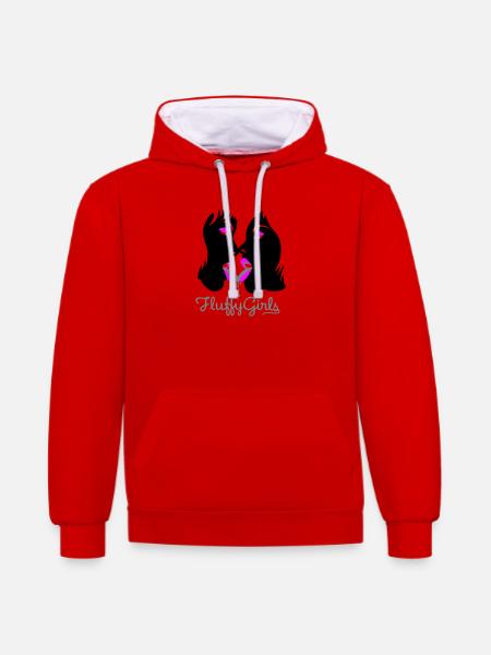 fluffy girls - Kontrast-Hoodie - Rot/Weiß