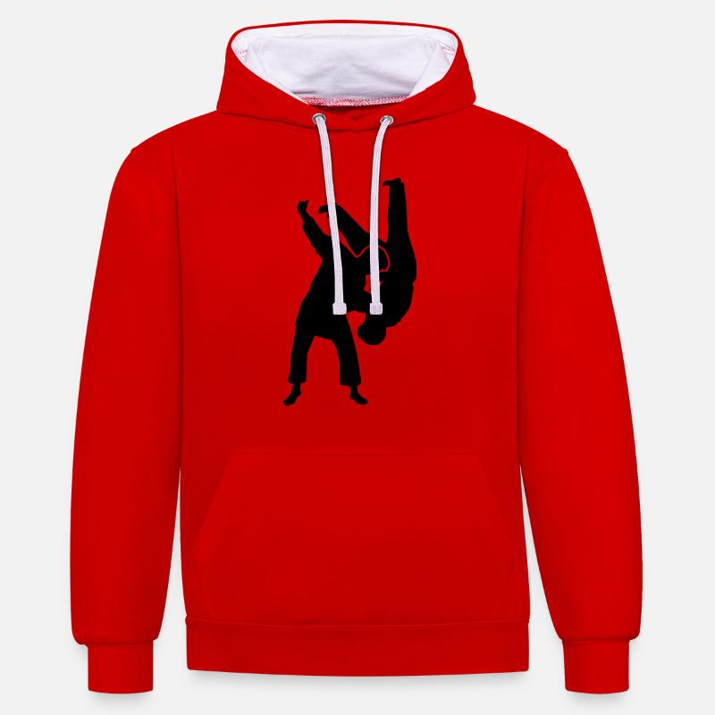 Judo - Sweat à capuche contrasté - rouge/blanc