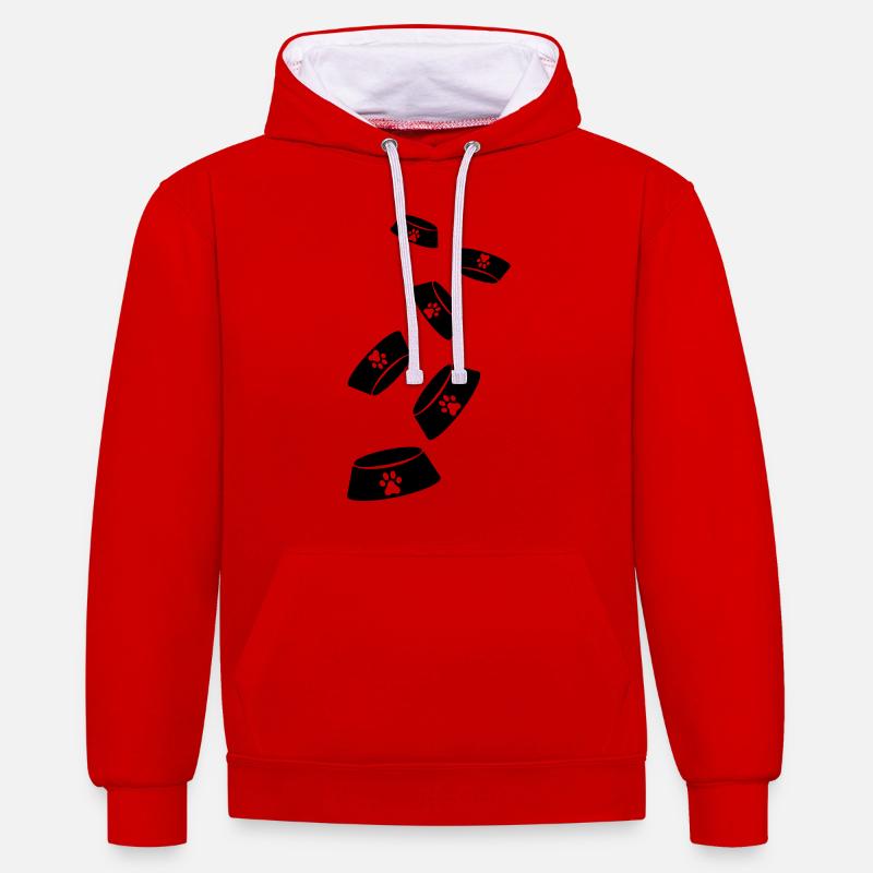 Chien Napf - Sweat à capuche contrasté - rouge/blanc