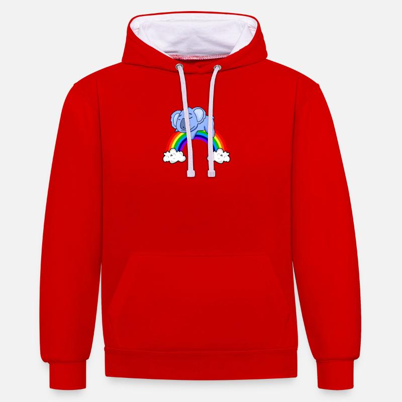 Koala arc-en-ciel - Sweat à capuche contrasté - rouge/blanc