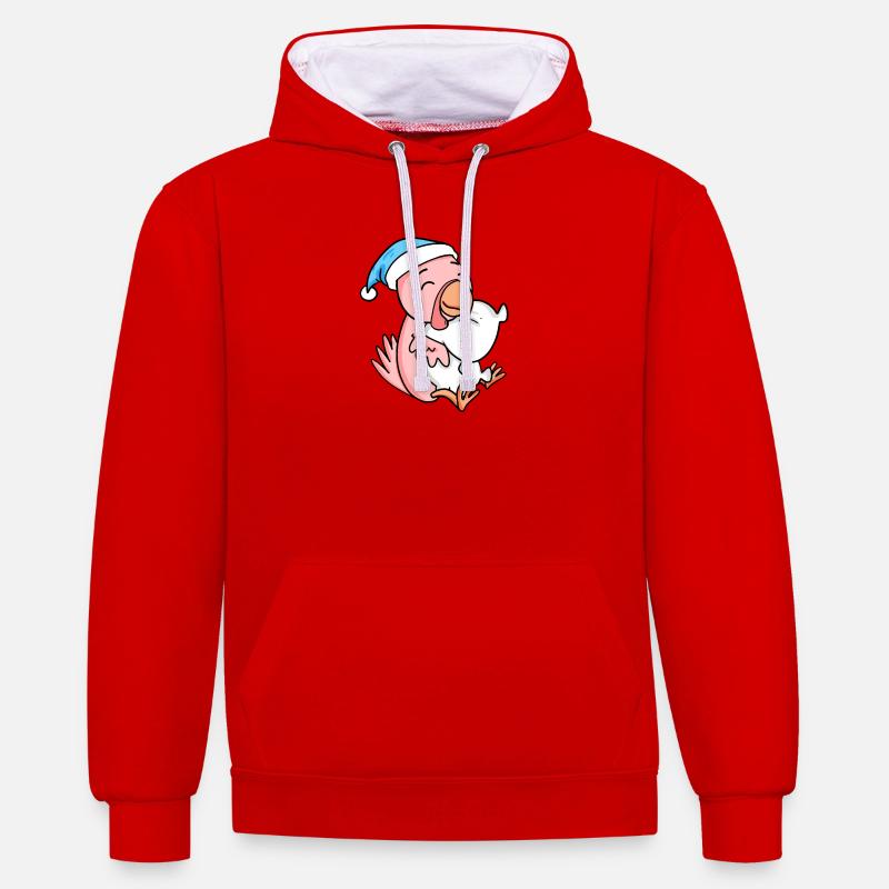 Bébé poulet - Sweat à capuche contrasté - rouge/blanc
