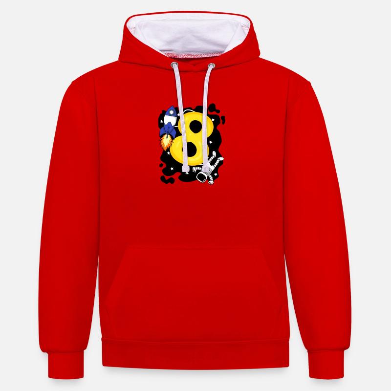 Garçon de 8 ans - Sweat à capuche contrasté - rouge/blanc