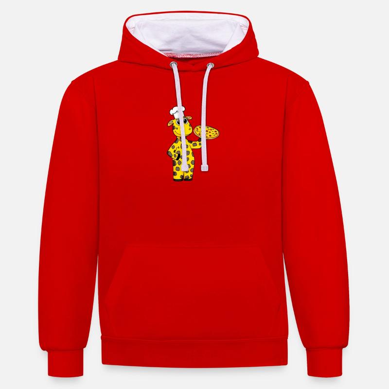 Pizza Maker Pizza Chef Girafe Italienne - Sweat à capuche contrasté - rouge/blanc