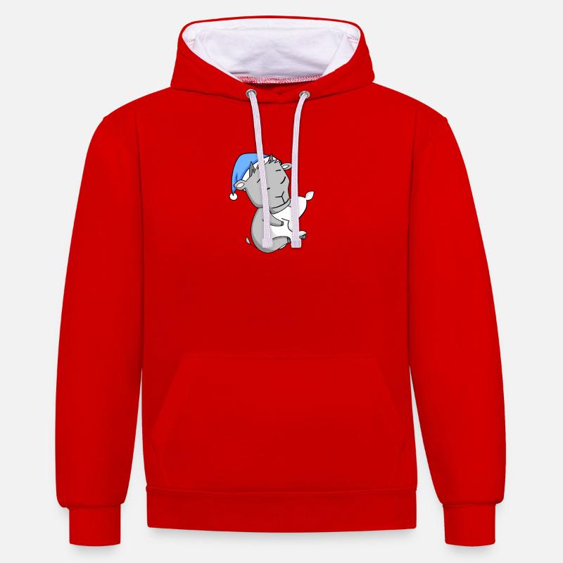 Chèvre - Sweat à capuche contrasté - rouge/blanc