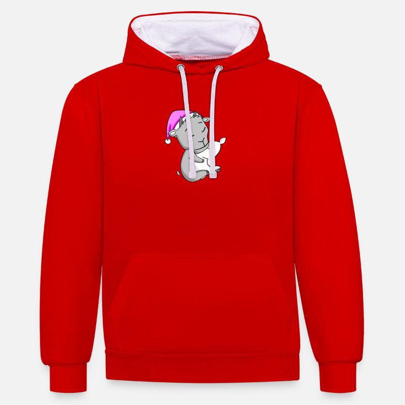 Chèvre - Sweat à capuche contrasté - rouge/blanc
