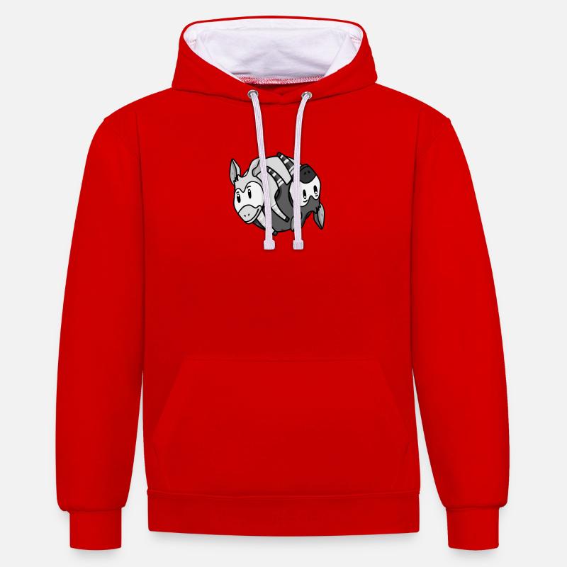Yin Yang Okapi - Sweat à capuche contrasté - rouge/blanc