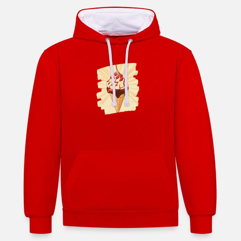 Crème glacée Crème glacée - Sweat à capuche contrasté - rouge/blanc