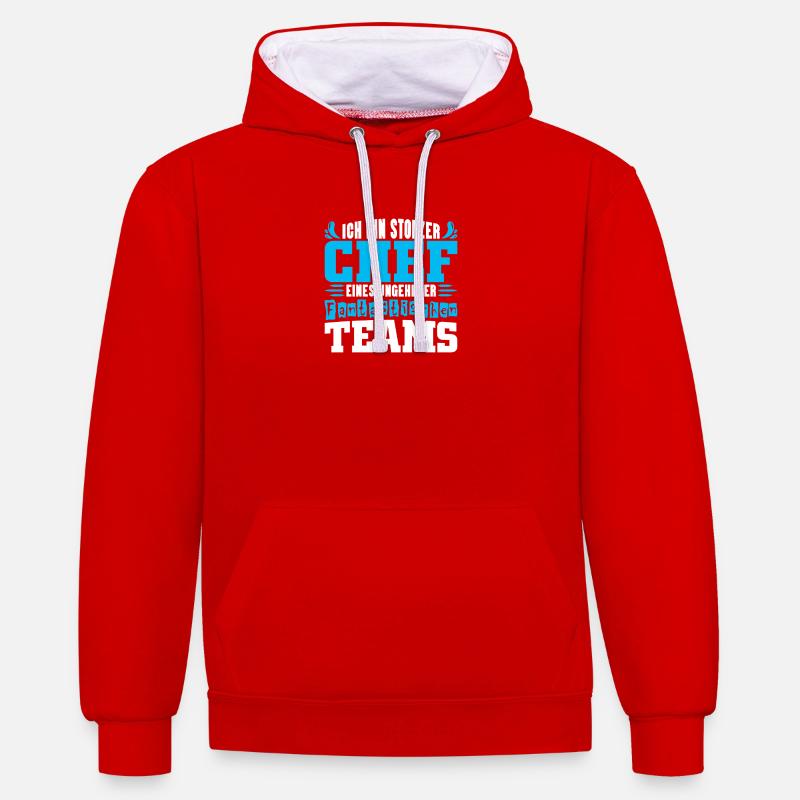 Stolzer Chef Chef Mann Abteilungsleiter Teamchef - Kontrast-Hoodie - Rot/Weiß