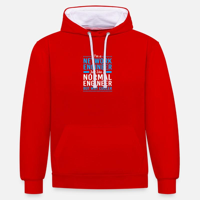 Informaticien en réseau, programmeur, administrateur - Sweat à capuche contrasté - rouge/blanc