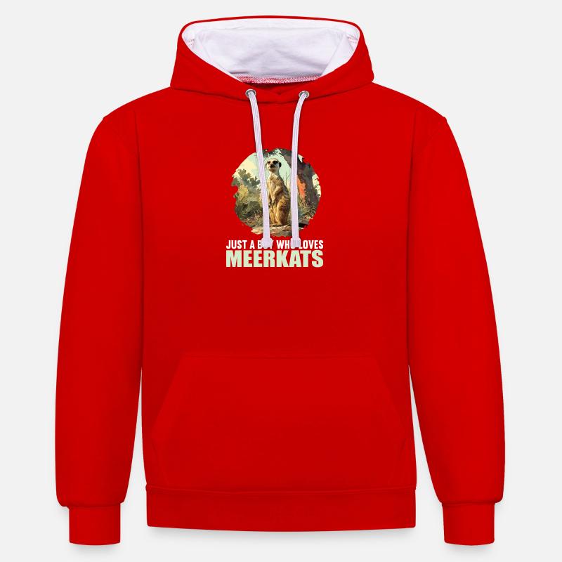 Suricate Erdmännchen - Sweat à capuche contrasté - rouge/blanc