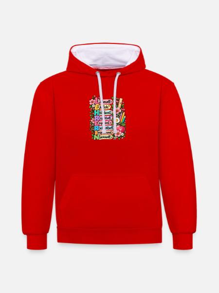 Lehrerin Definition Akrostichon Bücher Geschenk - Kontrast-Hoodie - Rot/Weiß