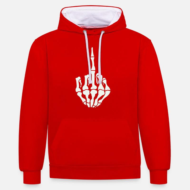 majeur du crâne - Sweat à capuche contrasté - rouge/blanc