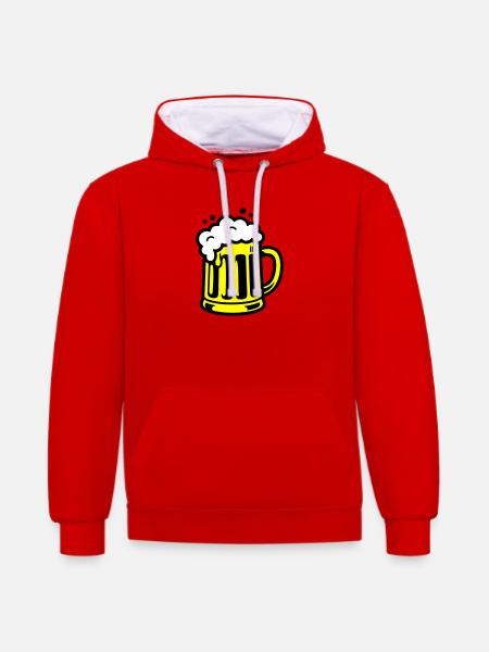 Bier Bierkrug Symbol - Kontrast-Hoodie - Rot/Weiß