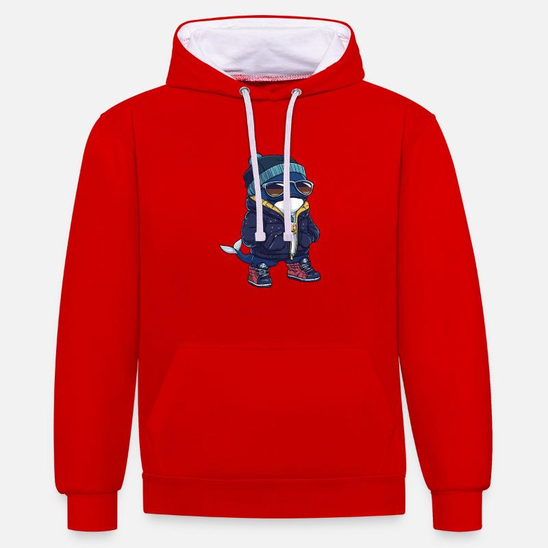 Baleine Cool Bande Dessinée - Sweat à capuche contrasté - rouge/blanc