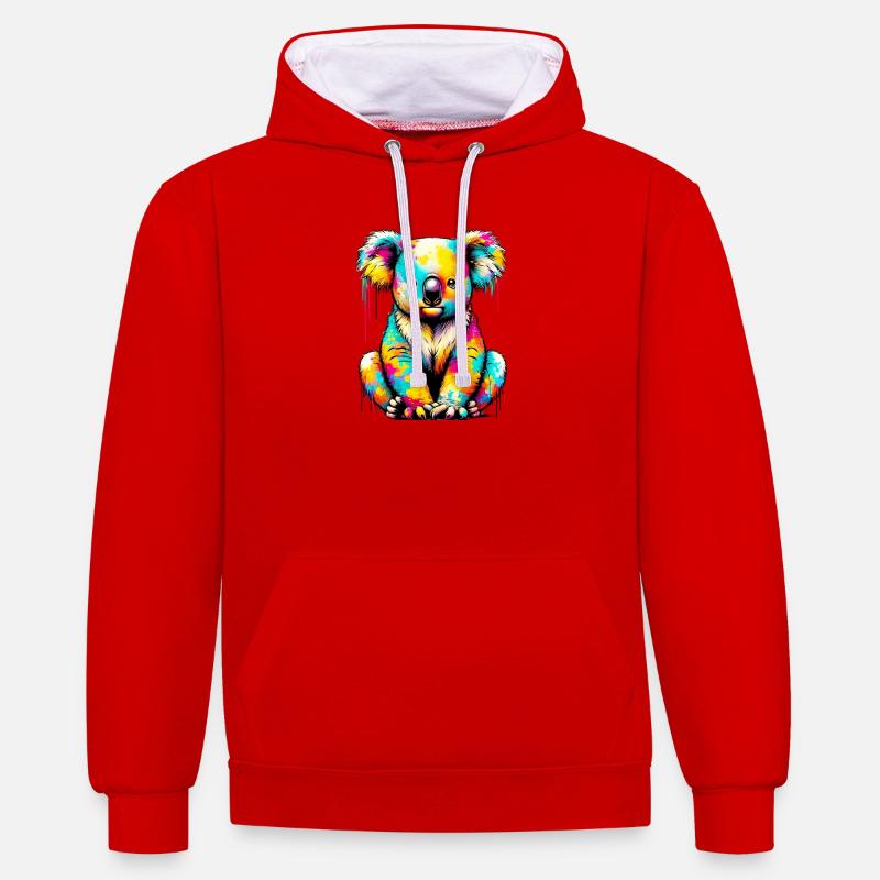 Koala - Sweat à capuche contrasté - rouge/blanc
