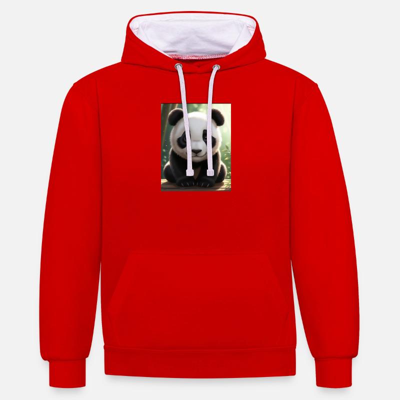 Conception Panda - Sweat à capuche contrasté - rouge/blanc