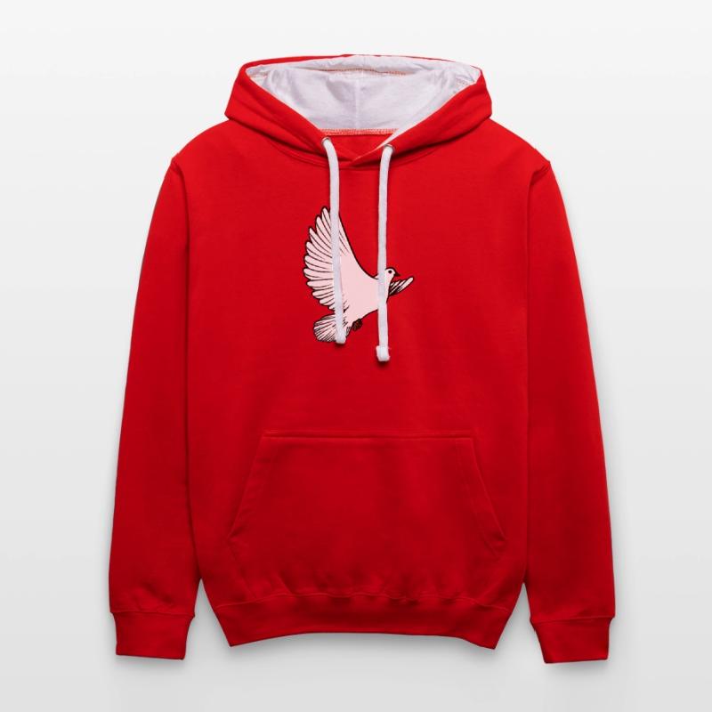 Weiße Taubenbrieftaube Ziertaube oder Friedenstaube Kontrast-Hoodie