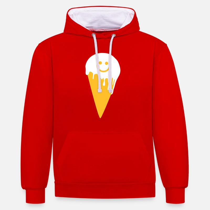 happy ice cream - Sweat à capuche contrasté - rouge/blanc