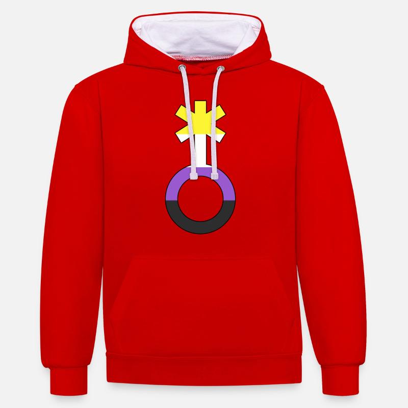Non-binary symbol non-binary non-binary gender - Contrast hoodie - red/white