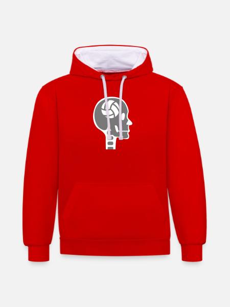 Volleyball i hovedet - Kontrast-hoodie - rød/hvid