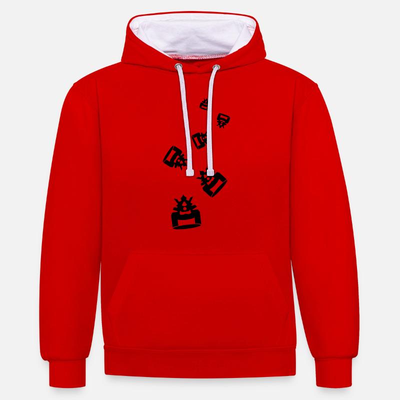 Casque de samouraï - Sweat à capuche contrasté - rouge/blanc