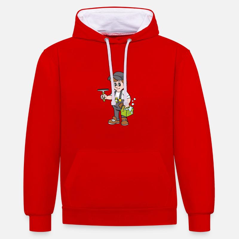 laveur de vitres - Sweat à capuche contrasté - rouge/blanc