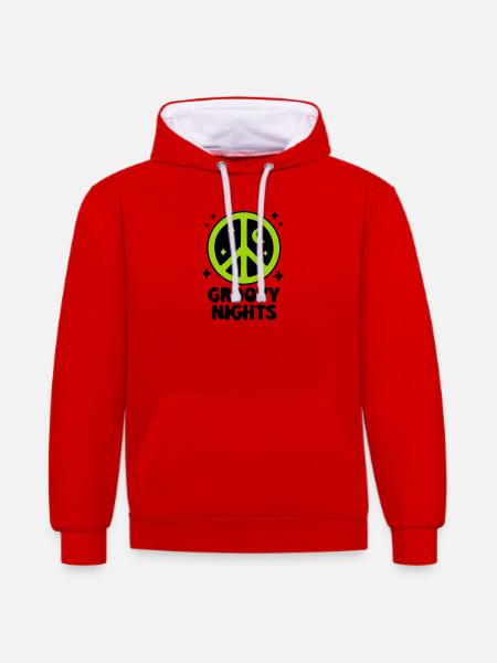 Groovy Peace Zeichen Logo - Kontrast-Hoodie - Rot/Weiß