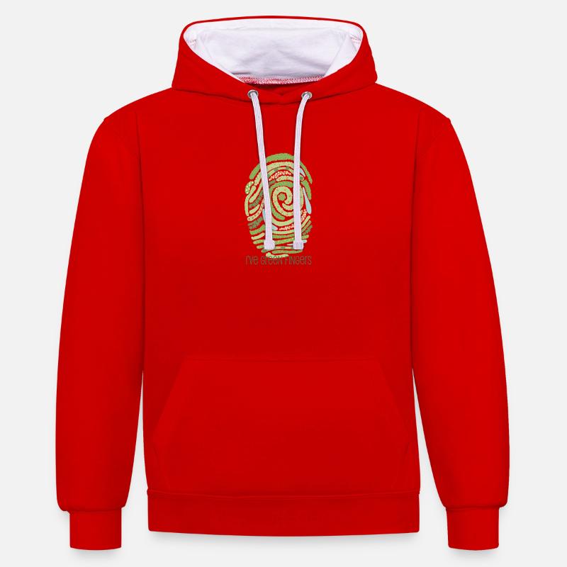 Empreinte digitale du jardin - Sweat à capuche contrasté - rouge/blanc