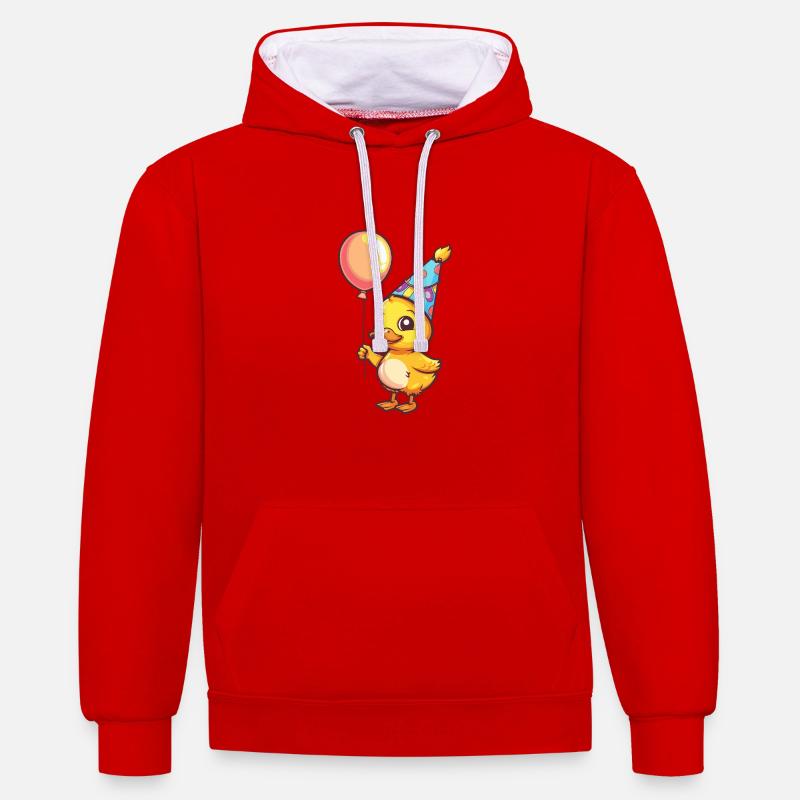 Canard Anniversaire Bébé - Sweat à capuche contrasté - rouge/blanc