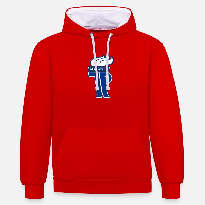 JP - Junge Pioniere Abzeichen (einfarbig) - Kontrast-Hoodie - Rot/Weiß