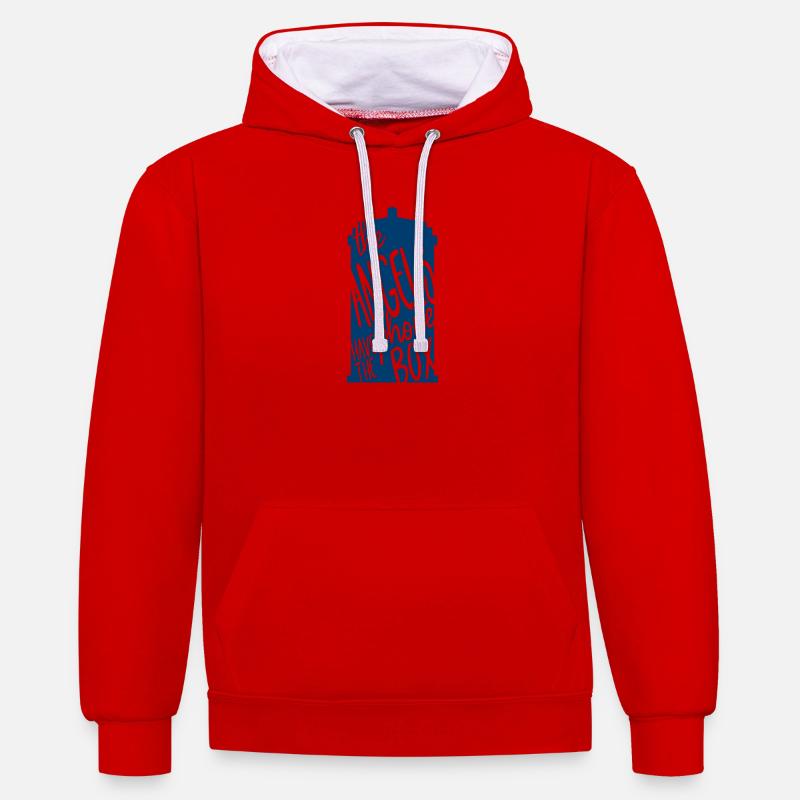 Les anges ont la cabine téléphonique - Sweat à capuche contrasté - rouge/blanc