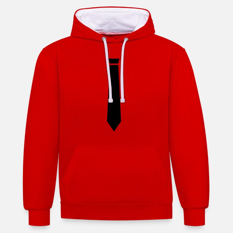 cravate - Sweat à capuche contrasté - rouge/blanc