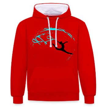 Gymnastique rythmique - Sweat à capuche contrasté - rouge/blanc - Devant - Liana (172cm) & Jaron (178cm)