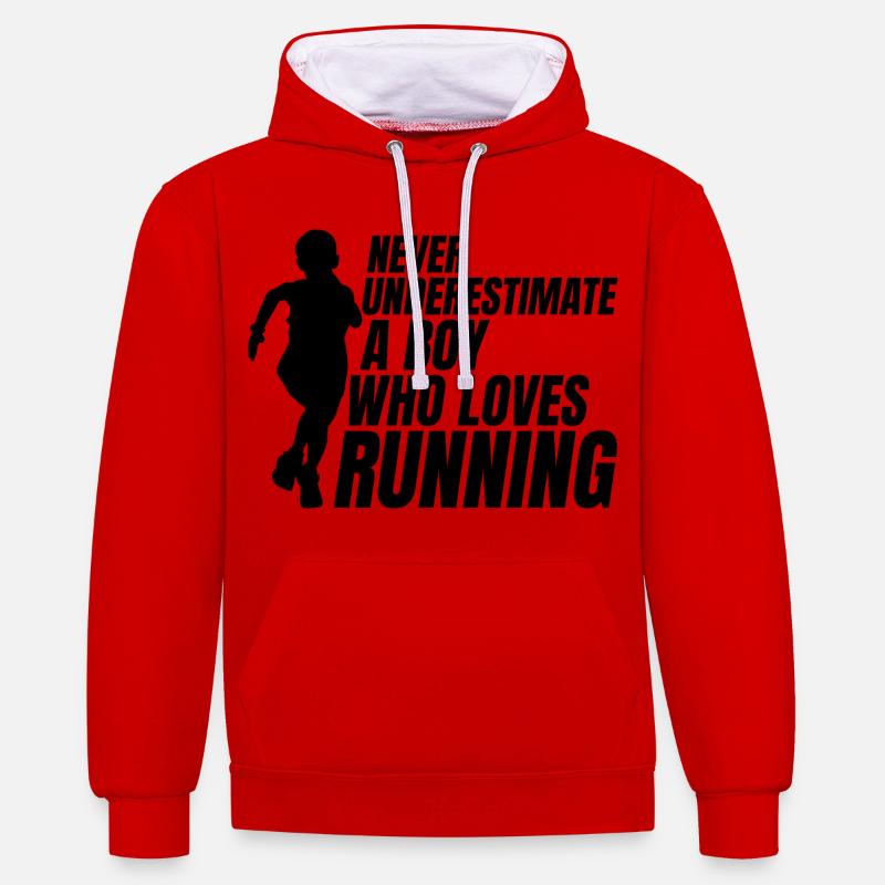 Garçon de course - Sweat à capuche contrasté - rouge/blanc