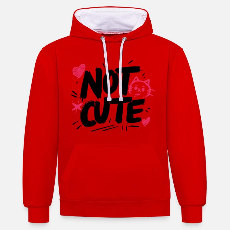 Pas mignon ! - Sweat à capuche contrasté - rouge/blanc