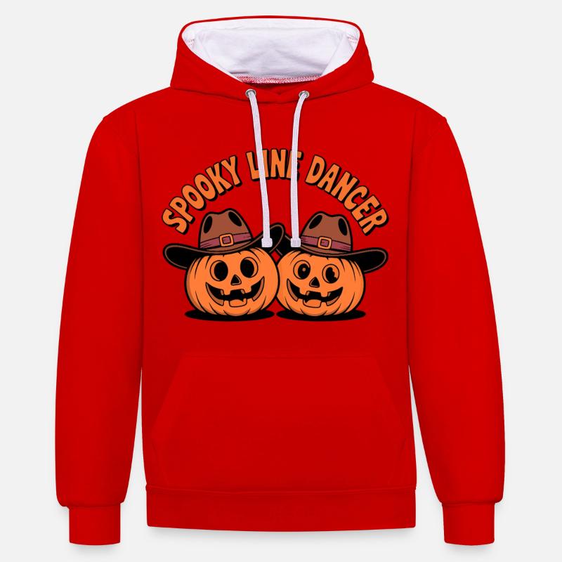 Danseuse de citrouille hantée d’Halloween - Sweat à capuche contrasté - rouge/blanc