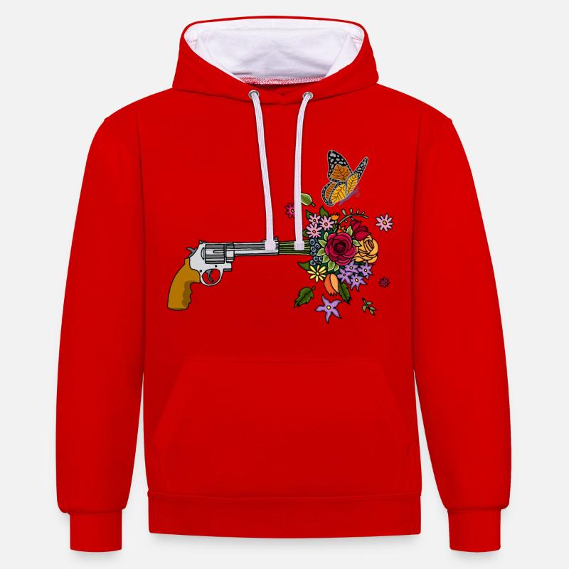 Le pistolet de la paix - Sweat à capuche contrasté - rouge/blanc