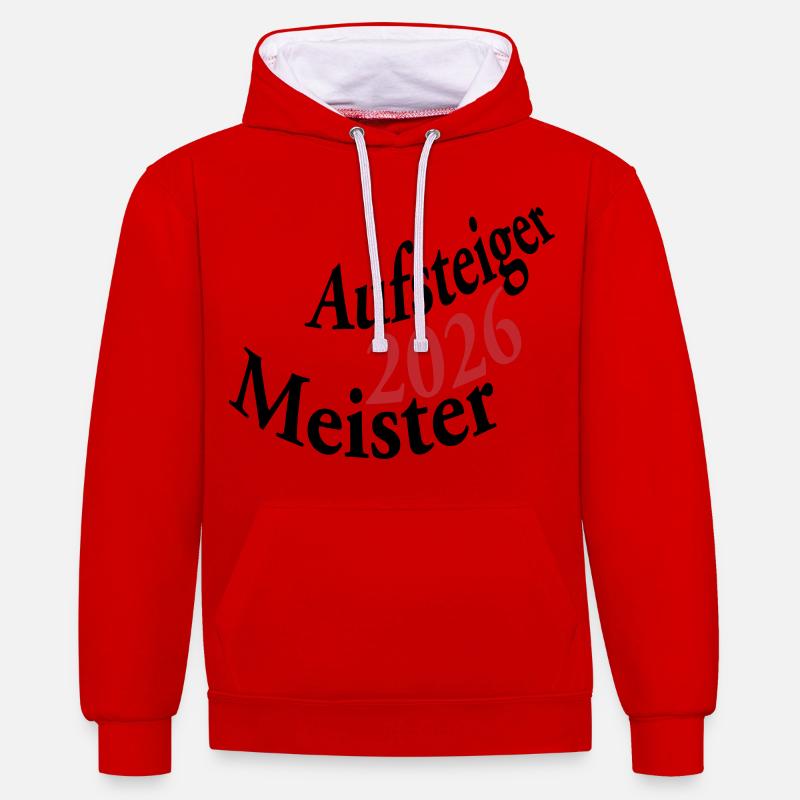 Champion et équipe promue 2026 - Sweat à capuche contrasté - rouge/blanc