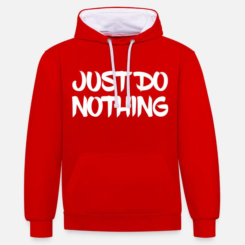 Ne fais rien - Sweat à capuche contrasté - rouge/blanc