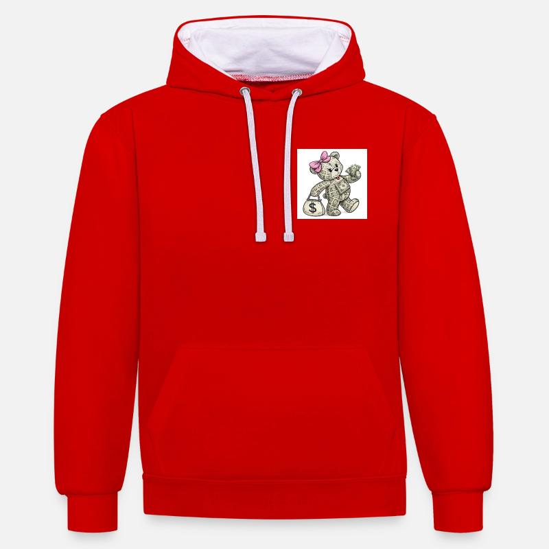 8d2916a348f8bb9dbc2e95bc656aa867 - Kontrast-Hoodie - Rot/Weiß