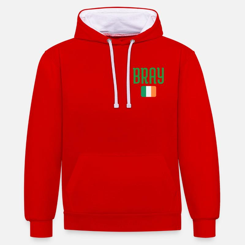 Drapeau d’Irlande de Bray - Sweat à capuche contrasté - rouge/blanc