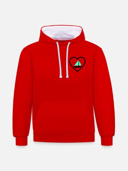 Cuore Vela – Passione Navigazione - Contrast hoodie - red/white