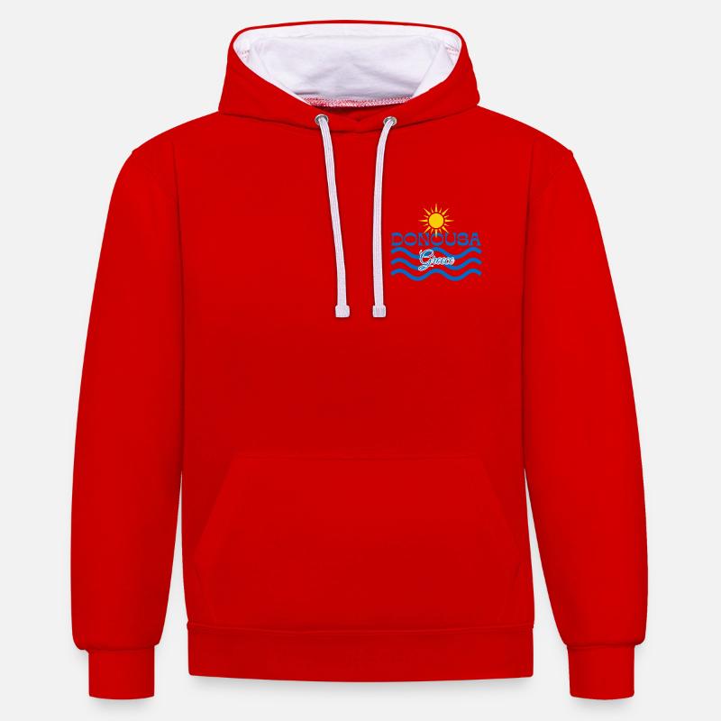 Donousa, Grèce Vagues de Soleil - Sweat à capuche contrasté - rouge/blanc